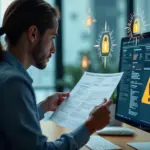 человек исследует инвестиционные проекты с защитой персональных данных и предупреждением о мошенничестве